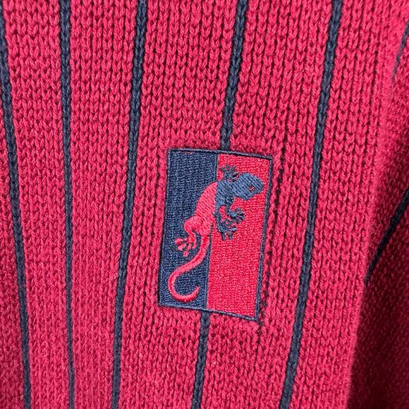 Vintage Cypress Links Sweater Size Large Red Blue Stripe Cotton V Neck Pullover - Picture 4 of 5